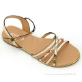 Cross strap flat sandals shiny black girls sandals